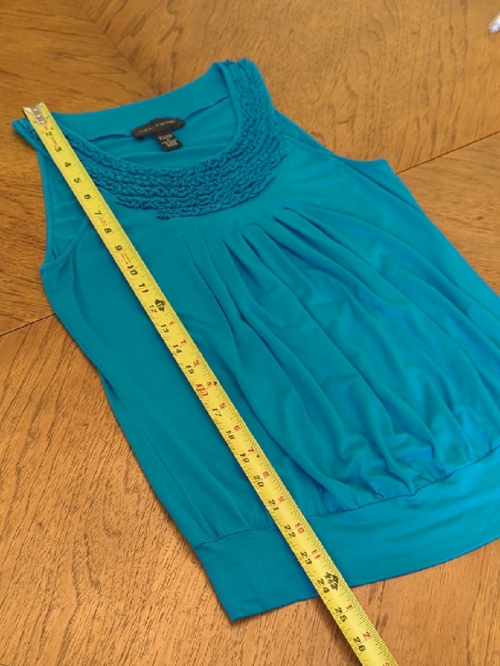 Cable & Gauge Torquoise Sleeveless Pleated Scoop Neck Tank - Picture 5 of 5